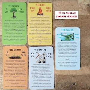 Cartes des 5 éléments Chinois ENGLISH