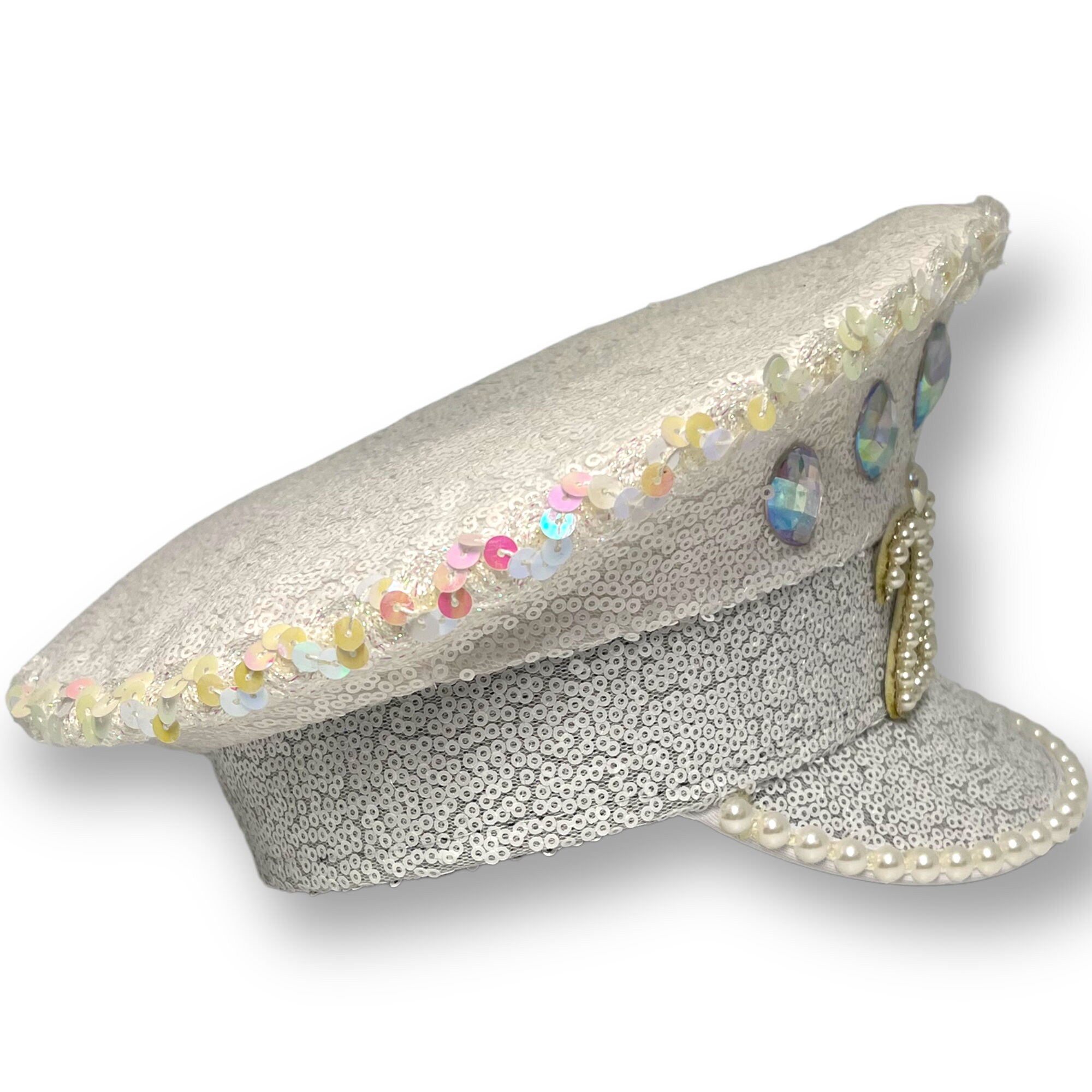 21st Birthday Captain Hat 21 Twenty One Sequin Party Hat with Rhinestone Numbers 21st Birthday Captain Hat, Sequin Material, 21 Party Prop  main image 3