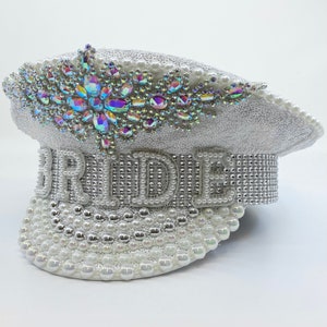 Bride to Be Captains Hat festival wedding Sequin and Diamante Rhinestones Mega Bling Design image 2