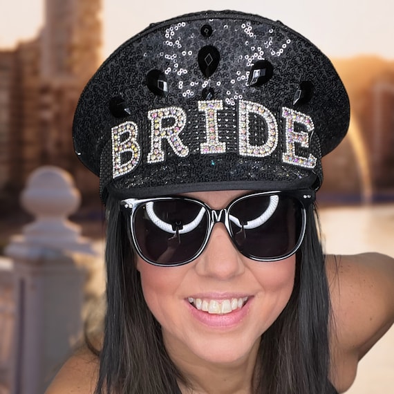 Future & Team Bride Sequin Rhinestone Captain Hat, Black  display picture 2