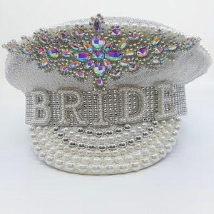Bride to Be Captains Hat festival wedding Sequin and Diamante Rhinestones Mega Bling Design image 1