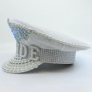 Bride to Be Captains Hat festival wedding Sequin and Diamante Rhinestones Mega Bling Design image 3