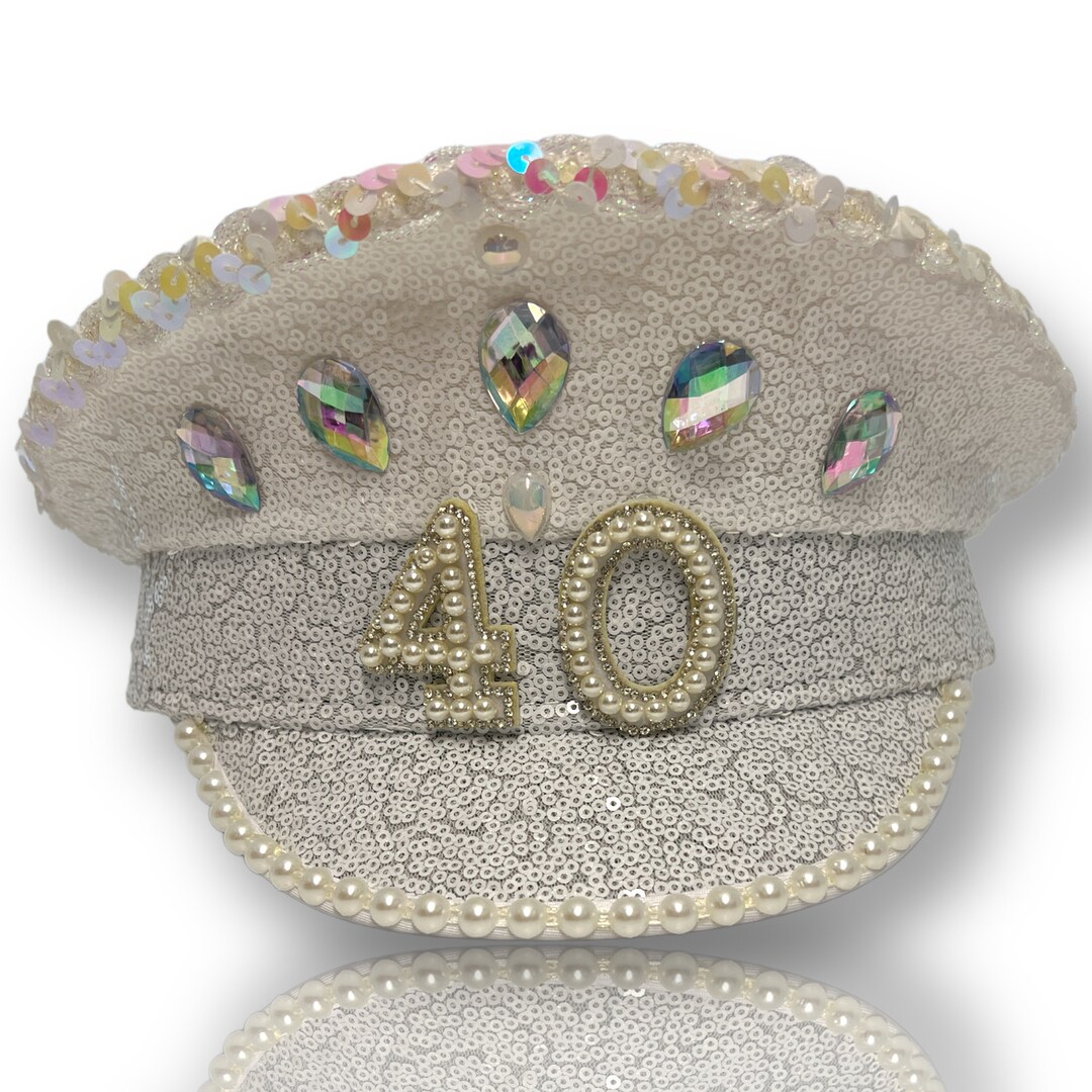 Sequin Captain Birthday Hat Birthday Rhinestone Hat, Captain Hat, Birthday Hat  main image 3