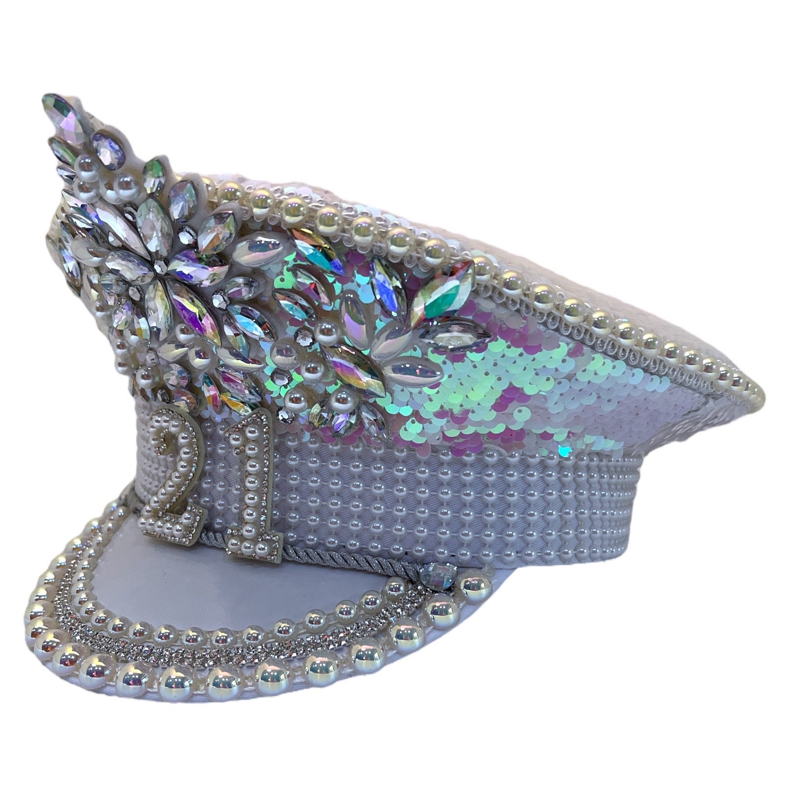 21st Birthday Captain Hat, Sequin Material, 21 Party Prop  display picture 2