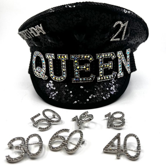 Birthday Queen Sequin Captain Hat Diamanté Celebration Party  display picture 1