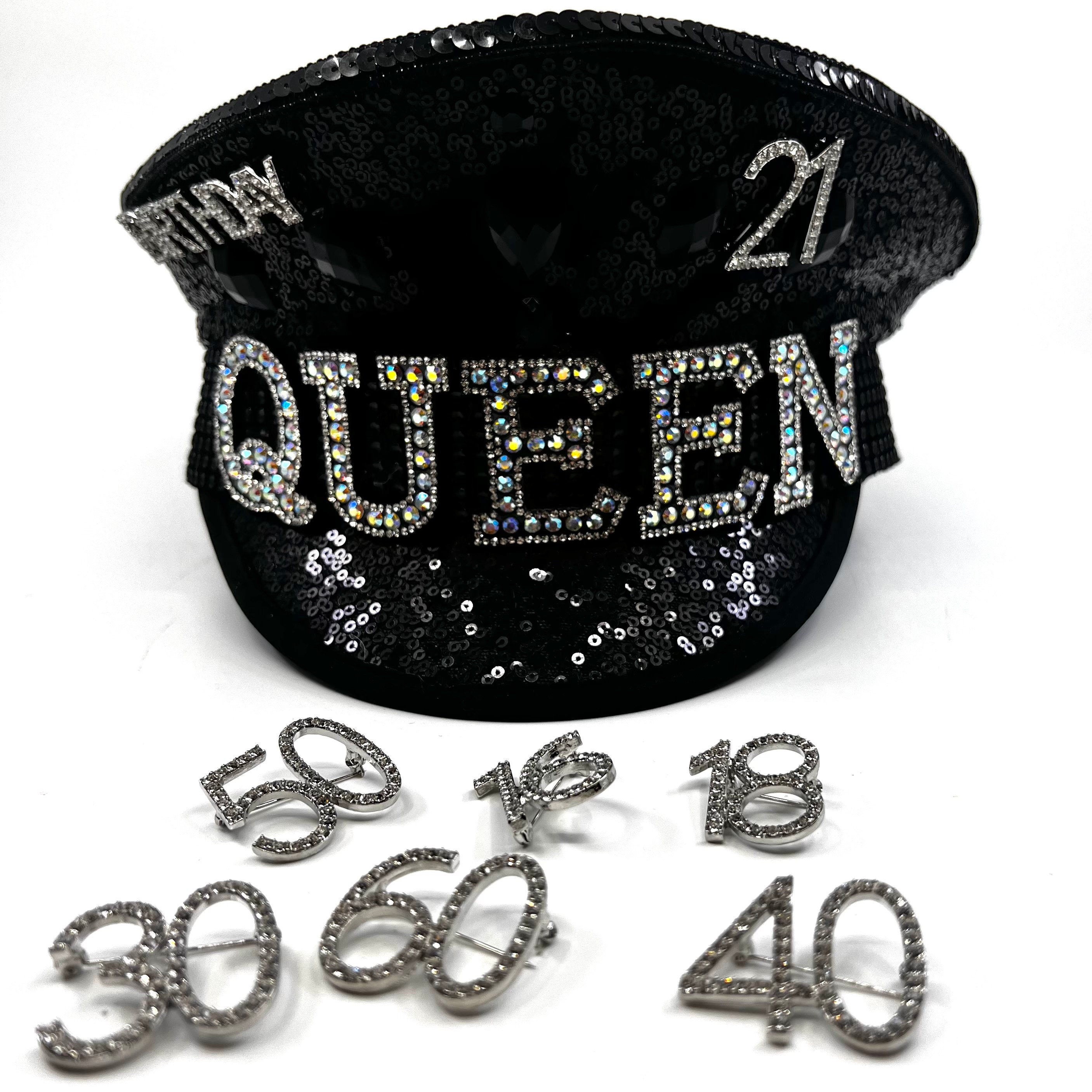 Birthday Queen Sequin Captain Hat: Diamanté Celebration Party