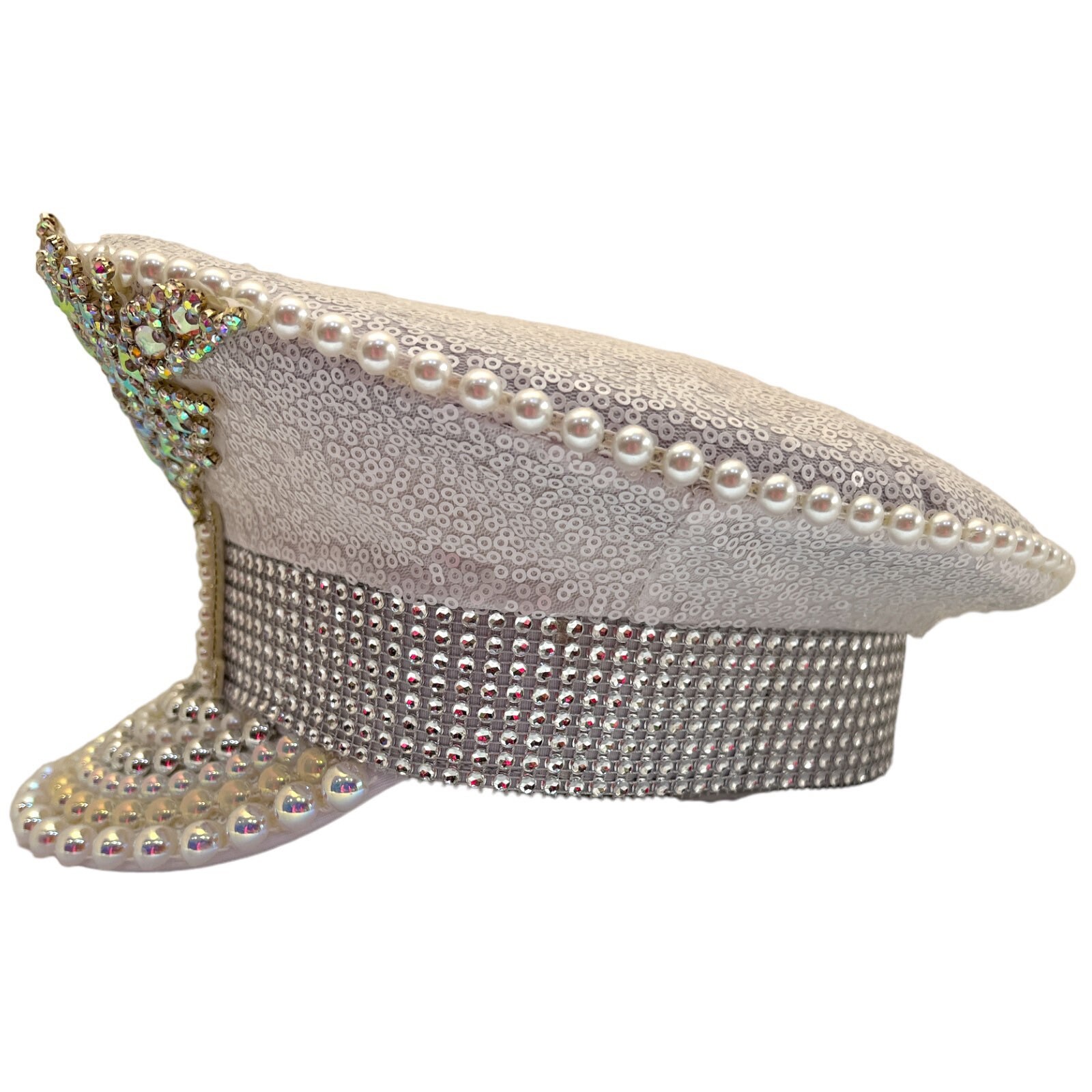 21st Birthday Captain Hat, 21 Pearl & Rhinestone Appliqué  display picture 1