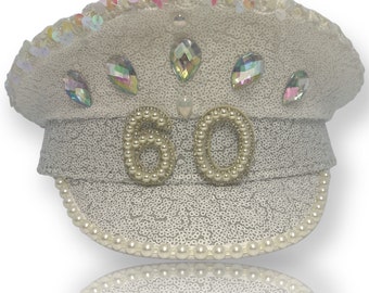 60th birthday captains hat for sixtieth 60 celebration party night sequin hat 60th Birthday Gift Ideas
