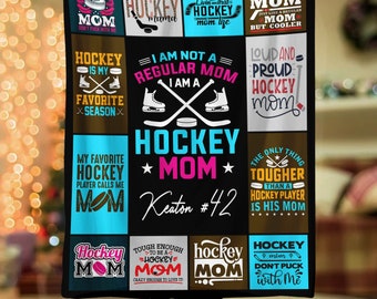 Custom Ice Hockey Mom Blanket; Hockey Gift for Mother; Custom Gift for Hockey Mom; hockey team; Hockey Mom Gift Mother's Days