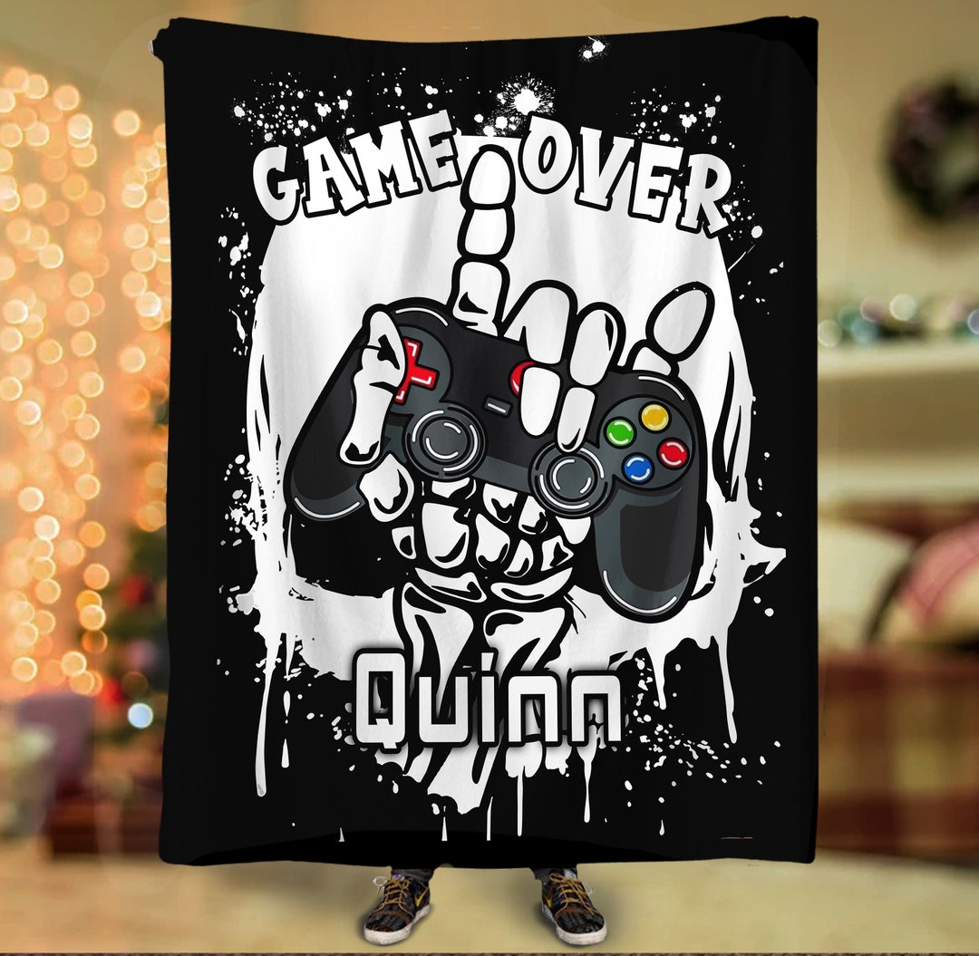 Customized Gaming Blanket, Game Over Blanket, Gamer Blanket, Custom