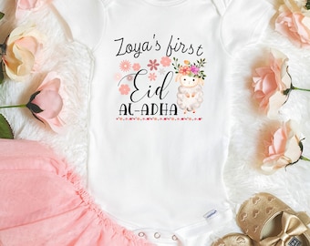 Personalised My First Eid ul Adha Body suit, My First Eid ul Adha with name , My First Eid ul Adha romper For baby girl