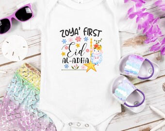 Personalised My First Eid ul Adha Body suit, My First Eid ul Adha with name , My First Eid ul Adha romper For baby girl, My first Eid