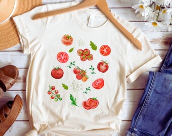 Tomato Shirt , Graphic Tee, Vegetable Screen Print Shirt, Clothing Foodie Gardening Gift, Tomatoes Shirt, Fruit Shirt, Botanical Shirt,Vegan