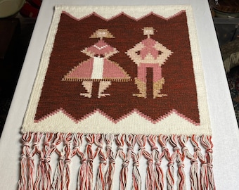 Stylish handwoven tapestry in kilim style wall hanging folk art