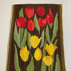 Beautiful Swedish handwoven Flemish wall hanging Beautiful tulips in red and yellow