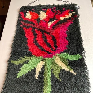 Vintage Mid Century  Swedish Rya Rug 60s Textile Wall Hanging Hand-Woven Tapestry Nordic Home Decor Interior Sweden Scandinavian