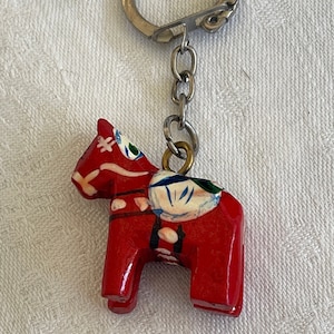 Swedish key ring. Hand painted Dala horse