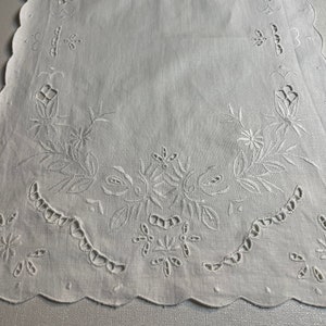 A very beautiful Swedish vintage hand embroidered runner. White on white