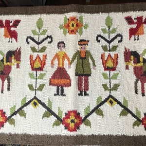 Magnifique kilim tissé à la main en fil de laine. Peut-être polonais