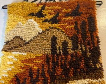 Vintage Retro Swedish Wool Rya Rug wallhanging Scandinavian Textile Home Decor 1960s.