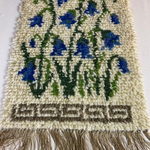 Vintage Mid Century Modern Rya Rug 60s Textile Wall Hanging Hand Knotted Tapestry Nordic Home Decor  Sweden Scandinavian