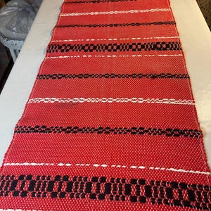Red Rag table runner with fringes