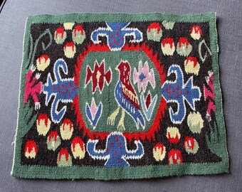 刺繍絵画　タペストリー　アンティーク タペストリー.LADANSE フランス アンティーク ファブリック