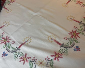 Zeer mooi tafelkleed, voor kerstmis, uit Zweden 90 * 900 cm handgemaakt handgeborduurd kleed voor kerst