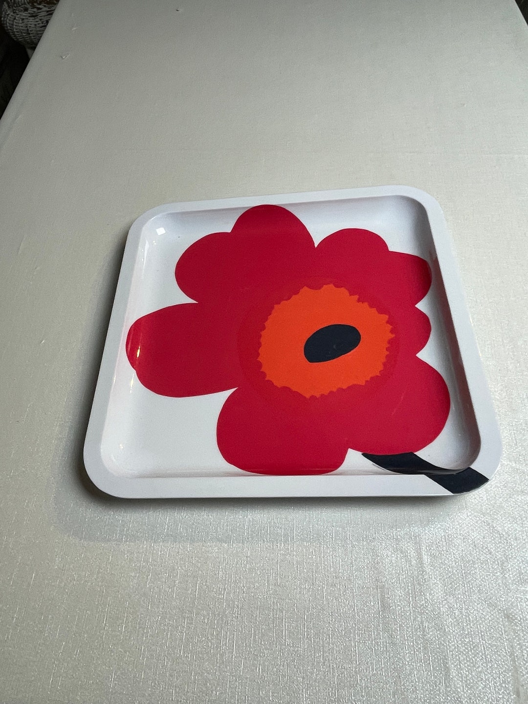 MARIMEKKO Unikko Tray Marimekko Red Unikko Melamine Plate, Designed by