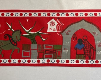 Sweden＊GOD JUL＊Christmas tapestry・* Vintage Swedish Santa Print God Jul Merry Christmas Tapestry