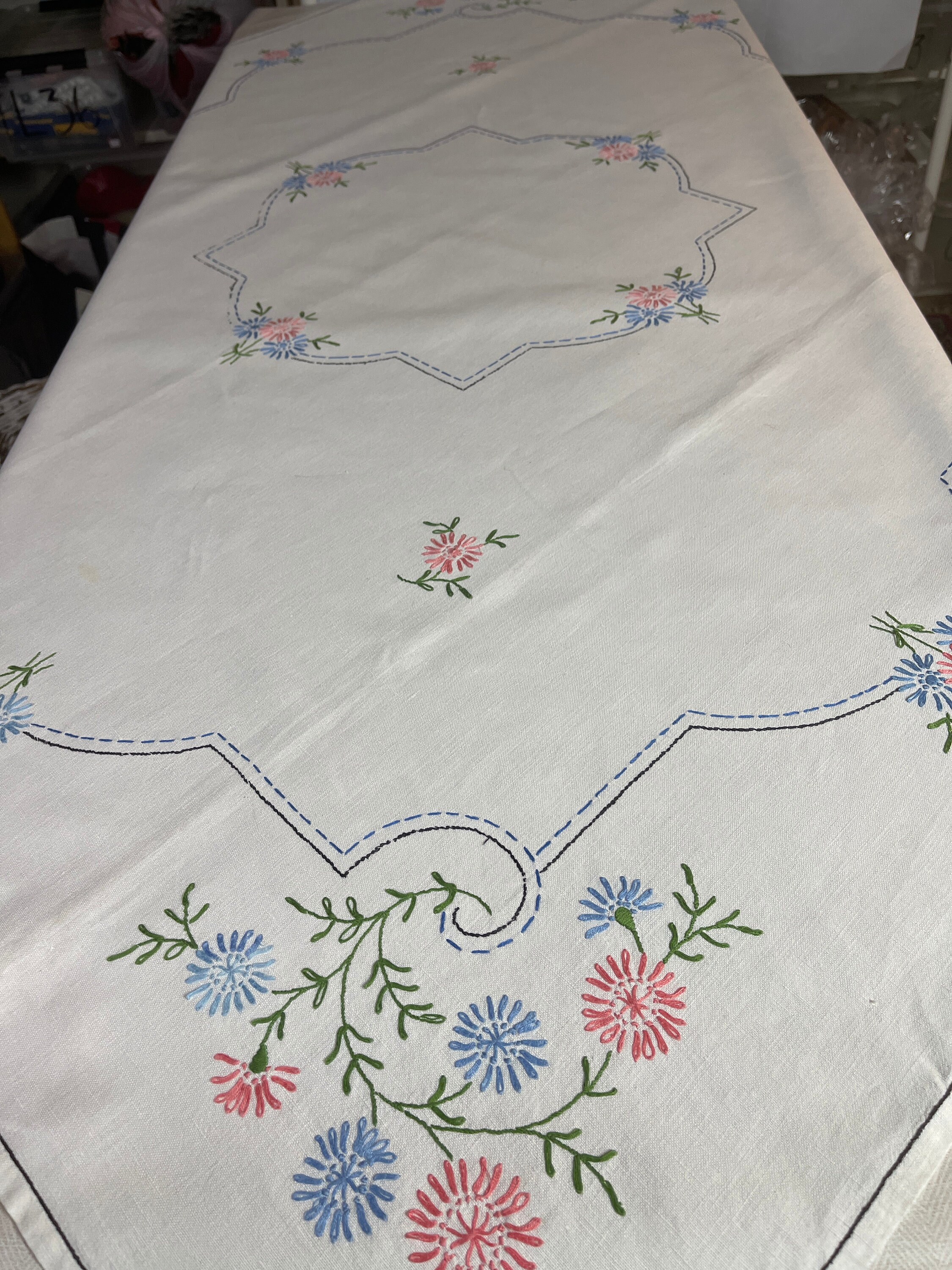 Beautiful Vintage Hand Embroidered Tablecloth From Sweden - Etsy