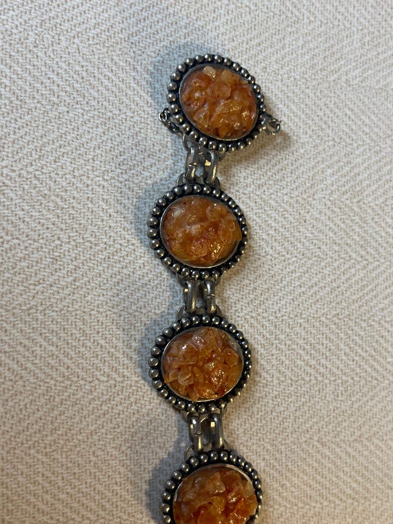 Bracelet Vintage En Argent Sterling Et Pierres Rouges - Longueur 17-18 Cm - Occasion Bon état