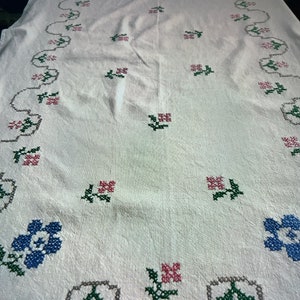 A beautifully hand-embroidered tablecloth