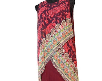 Vintage Desigual dress in browns black and reds . desigual,boho,designer,dress,retro, desigual dress