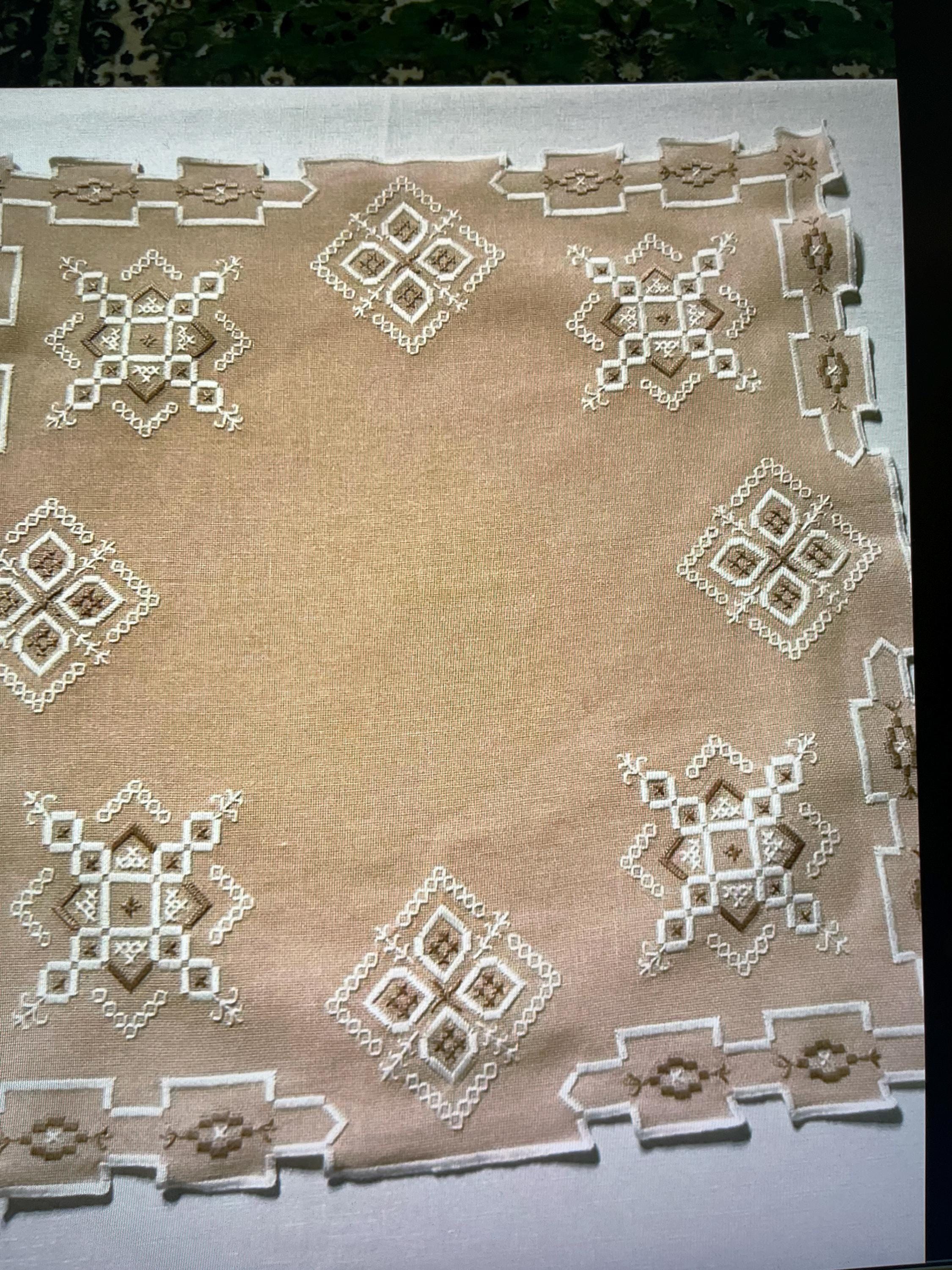 ヴィンテージ 手刺繍 ハーダンガー刺繍 テーブルクロス