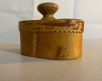 Birch Bark Box / Swedish / Scandinavia / Natural / Organic / Oval / Craft / Handmade / Storage Box / Folk Art