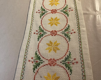 Caminho de mesa sueco bordado à mão para o Natal, da Suécia.