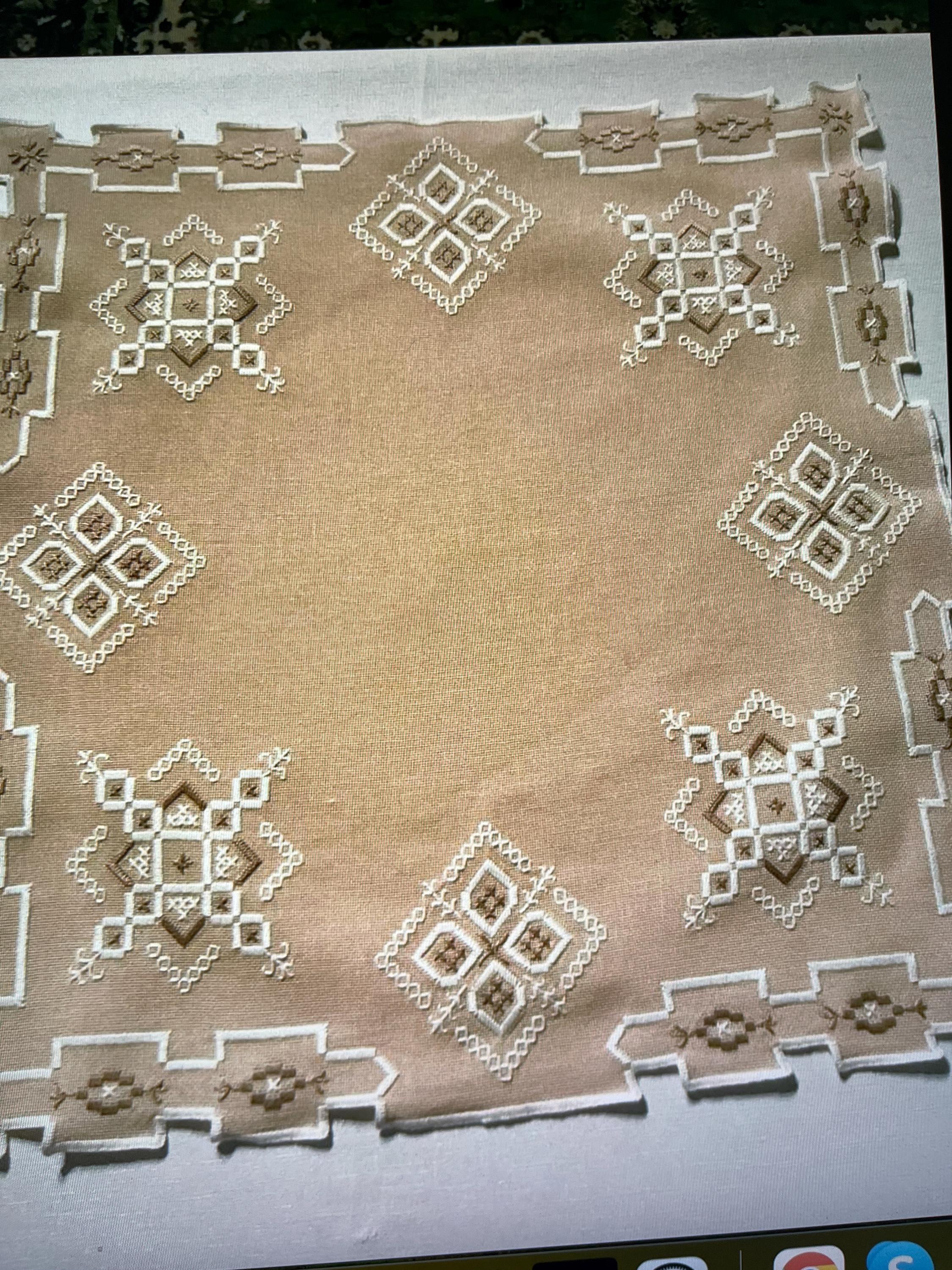 ヴィンテージ 手刺繍 ハーダンガー刺繍 テーブルクロス