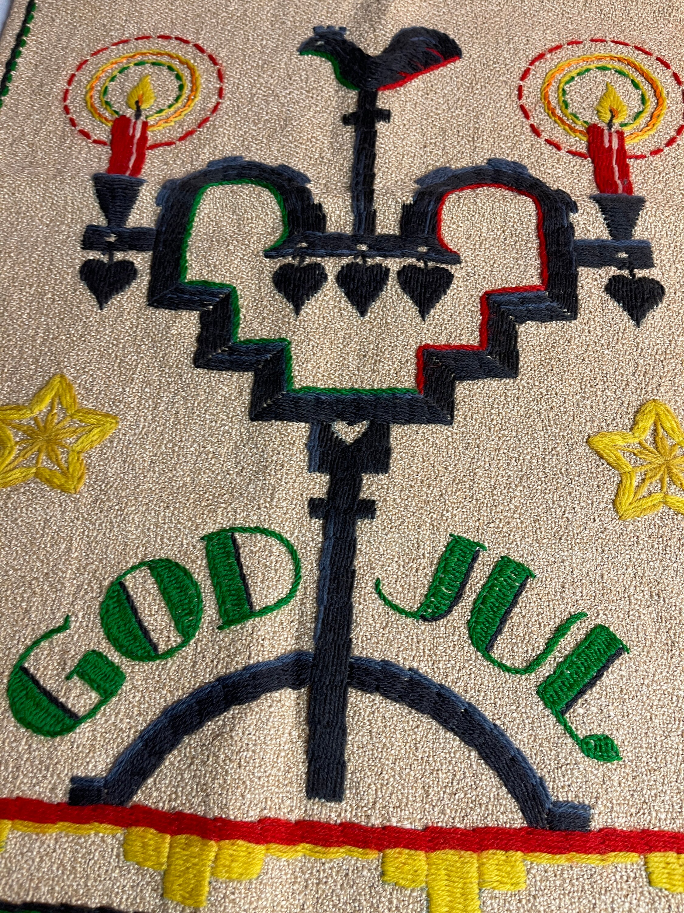 Hand Embroidered Christmas Tapestry Hand-embroidered With Hand Embroidered Christmas Tapestry Hand-embroidered With
