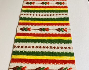 Handwoven wool table runner, vintage from Sweden 11" * 41,3"