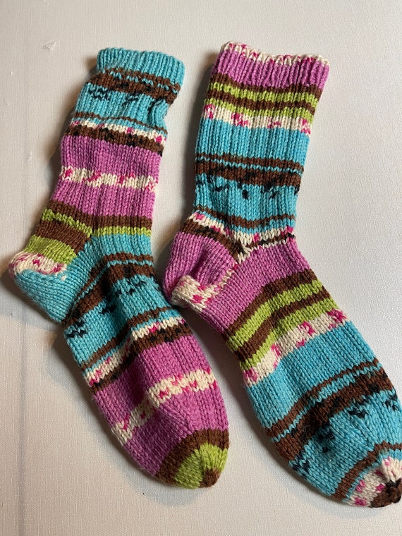 Hand Knitted Wool Socks, Mismatched Socks For Wom… - image 6