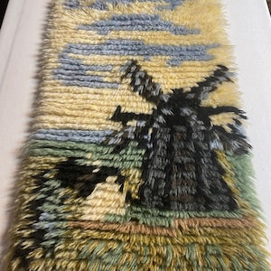Beautiful Swedish handmade Wool Rya Rug wall hanging / Tapestry