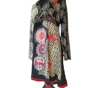 Vintage Desigual dress in browns black  and reds . desigual,boho,designer,dress,retro, desigual dress