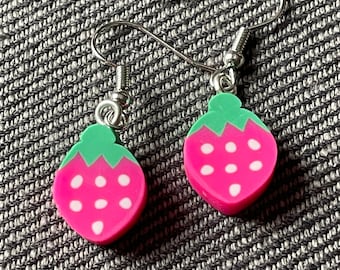Cute earrings in the shape of a strawberry