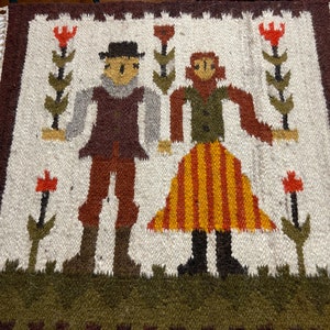 ヴィンテージ/アンティーク ポーランド 手織りフリンジ付き美しい水色