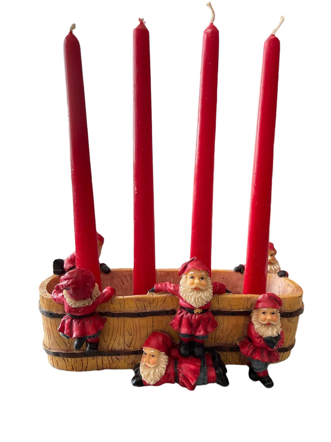 Swedish Advent Candlestick With Elves / Gnomes, a Candlestick With Four