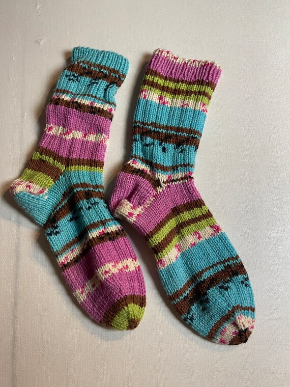 Hand Knitted Wool Socks, Mismatched Socks For Wom… - image 8