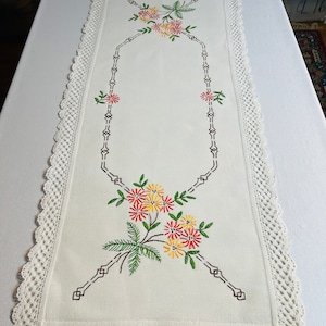 Beautiful Hand-embroidered cloth with flat sewing, from Sweden.  15&quot; * 33,8&quot; or in cm  38*86 cm