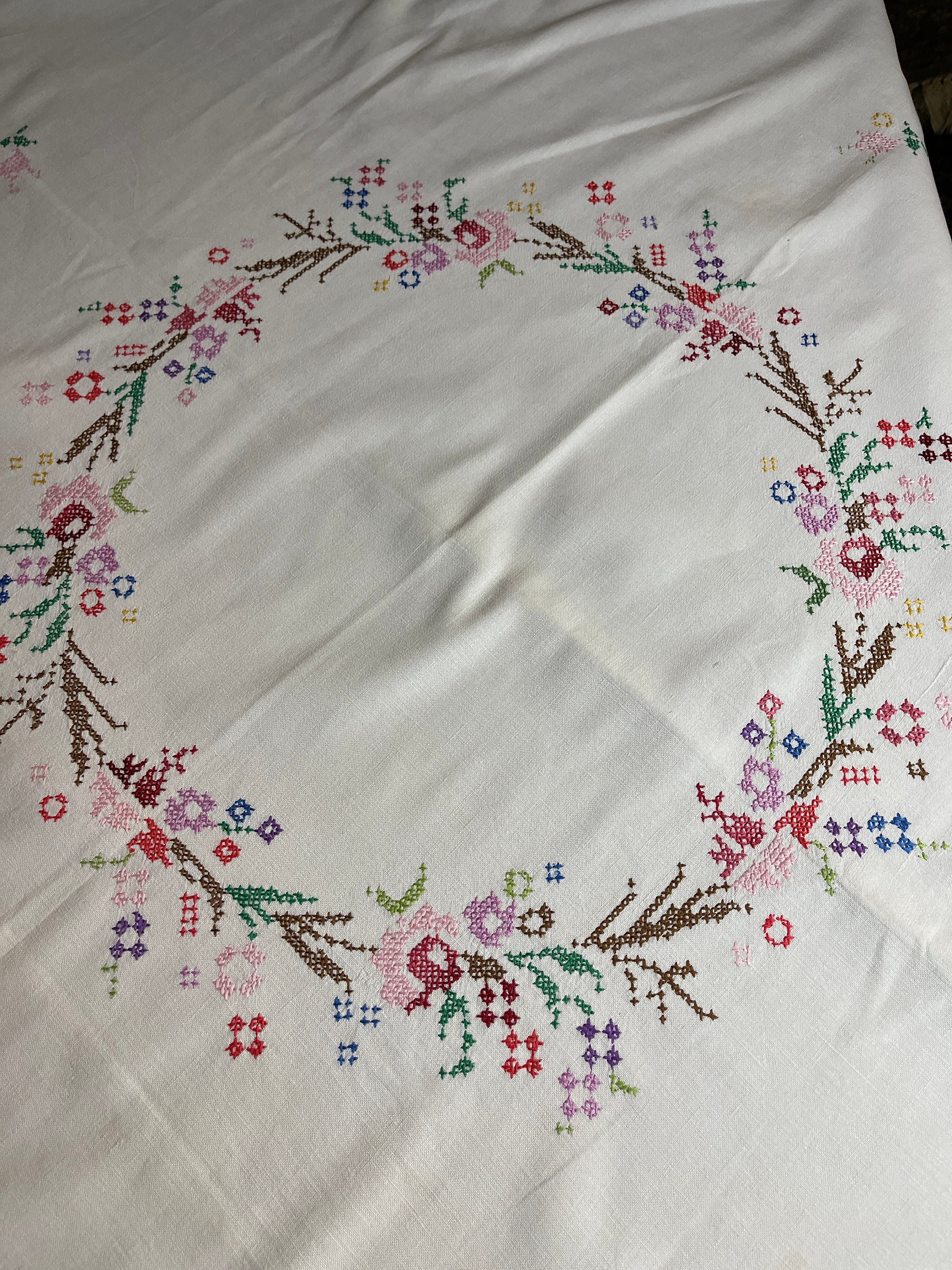 スウェーデン刺繍 テーブルクロス ビンテージ ヴィンテージ