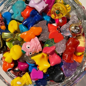 This is a listing for 5, 10 or up to 50  Random Crazy Bones Gogos / Dracco Heads and other Mini Monsters Plastic Figures-  Vintage